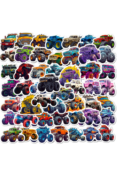 Choice شاحنة 50 قطعة 50 قطعة ملصقات شاحنة الوحش، ملصقات سيارة شاحنة للأطفال، ...