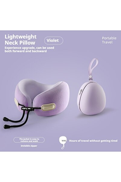 Choice وسادة رقبة من إسفنج الذاكرة على شكل حرف U باللون الأرجواني مقاس 23 × 2...