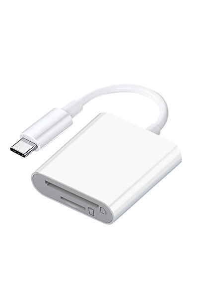 Choice قارئ بطاقات OTG من النوع C 2 في 1 باللون الأبيض، محرك أقراص فلاش USB SD TF لأجهزة iPad والكمبيوتر اللوحي من النوع C إلى Smart