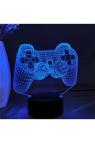 Choice مصباح إضاءة LED ثلاثي الأبعاد بقاعدة سوداء و7 ألوان أحمر داكن مزود بمنفذ USB لتزيين غرفة الألعاب