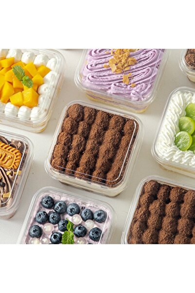 Choice 400ml Clear Tiramisu Box Special Disposable Transparent Packaging Box Mold Cake Packaging Sticker Sq