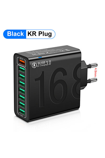 Choice شاحن KR أسود بقوة 150 واط و8 منافذ USB، شاحن سريع للهواتف، محول شحن له...