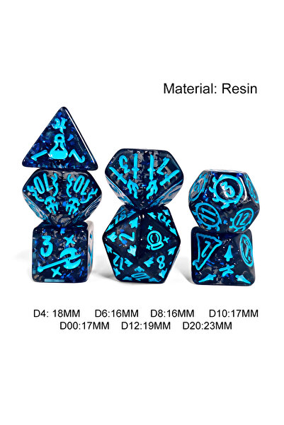 Choice مجموعة نرد زرقاء من مادة الراتنج مكونة من 7 قطع من ألعاب الطاولة DND R...