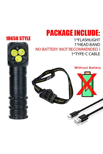 XIWANGFIRE مصباح رأس صغير قابل لإعادة الشحن عبر منفذ USB، يعمل ببطارية 18650،...