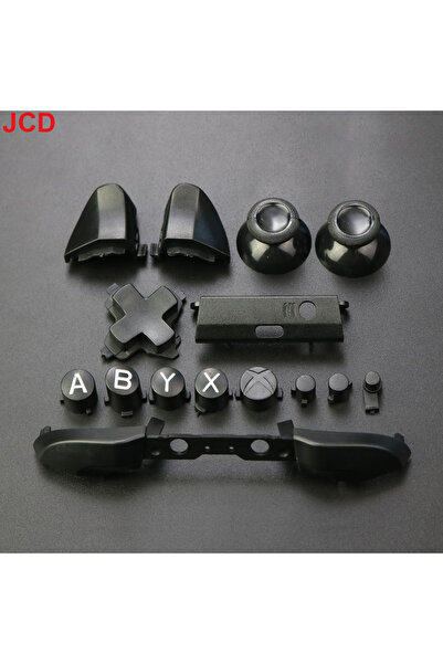 JCD مجموعة واحدة من أزرار استبدال الكروم بالكامل باللون الأسود لجهاز Xbox One S ومقبض Dpad ABXY ومقبض الزناد وعصا Pa