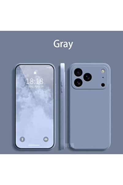 Choice جراب سيليكون سائل مربع رمادي اللون لهاتف iPhone 17 Pro Max و iPhone 17...