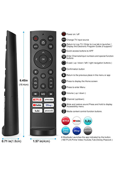 Choice ERF3A90 Replacement Remote Control for Hisense Android/Laser/VIDAA TVs, ERF3A90 for Hisense UHD 4K U