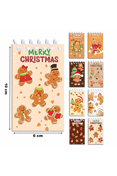 Choice XQ026-8 قطع 8 قطع رجل خبز الزنجبيل عيد الميلاد دفتر ملاحظات صغير 8 تصميم دفاتر ملاحظات جيب حلزونية f