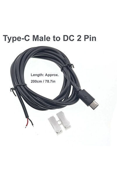 Choice 1pcs C Male 200cm DC 2 Pin Power Cable USB and Type C Male Female to 2 Core Extension Cord For 5V Eq