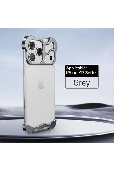 Choice غلاف هاتف فاخر رمادي اللون بتصميم غير منتظم مصنوع من المعدن، متوافق مع...