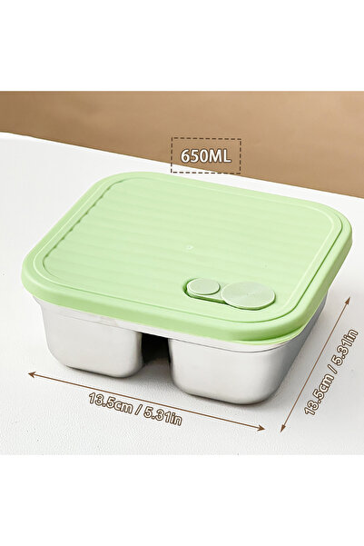 WORTHBUY صندوق غداء أخضر 600 مل من الفولاذ المقاوم للصدأ 304 مع غطاء، وعاء طع...