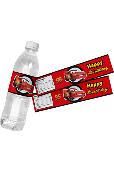 Disney Happy Birthday 6pcs 6pcs Pixar Cars Lightning McQueen Water Bottle Wraps Labels Happy Birthday Label