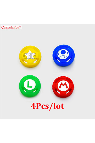 Choice 4 قطع ABCD 4 قطع/مجموعة من أغطية قبضة عصا الإبهام الكرتونية اللطيفة من السيليكون الناعم لجهاز التحكم Switch Oled Joy Con