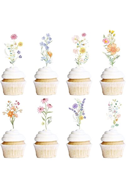 Choice 40pcs Wildflower Birthday Party Decor 40PCS Floral Cupcake Toppers Baby Shower Cake Decor Flower Bir