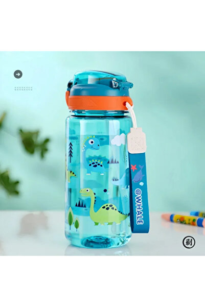 Choice زجاجة مياه خضراء سعة 0.6 لتر 600 مل على شكل ديناصور للأطفال مع كوب شرب...