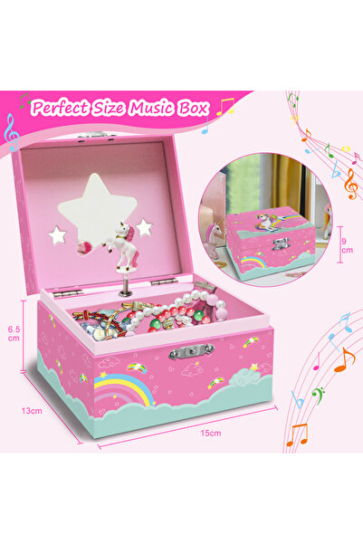 Choice Square no Drawer Magical Unicorn Jewelry Box, Spinning Unicorn with Jewelry Drawer, Small Rectangula