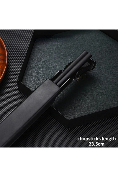 Choice Black 304 Stainless Steel Chopstick Lunch Tableware Travel Portable Chopsticks With Storage Box Hold