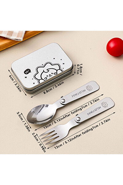 WORTHBUY C Style 3Pcs/Set Portable Foldable Dinnerware Set 304 Stainless Steel Folding Fork Spoon Wi