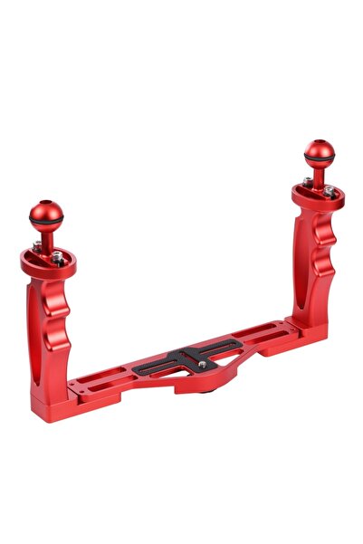 Choice مثبت كاميرا تحت الماء من سبائك الألومنيوم PULUZ باللون الأحمر بمقبضين ...