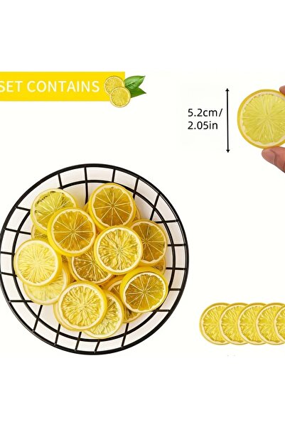Choice 5 سم، 10 قطع، عبوة من 10 شرائح ليمون صفراء، مقاس 2 بوصة، فاكهة بلاستيك...