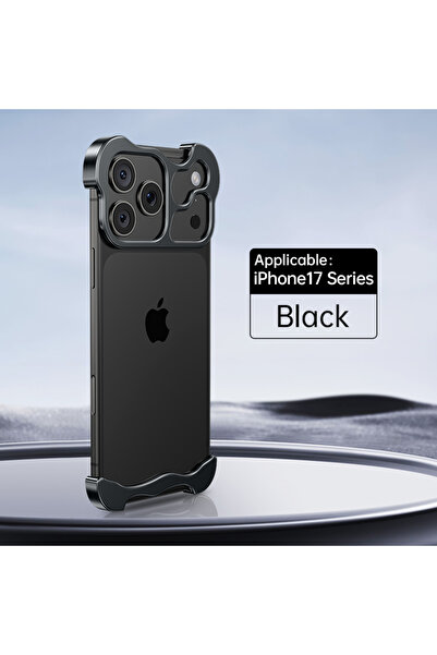 Choice غلاف هاتف فاخر أسود اللون بتصميم غير منتظم مصنوع من المعدن، مناسب لهات...