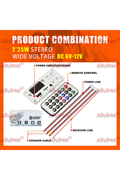 Choice 1PCS 50W Amplifier Bluetooth MP3 WMA WAV Decoder Board 12V Handsfree Call USB TF FM Car Audio Music