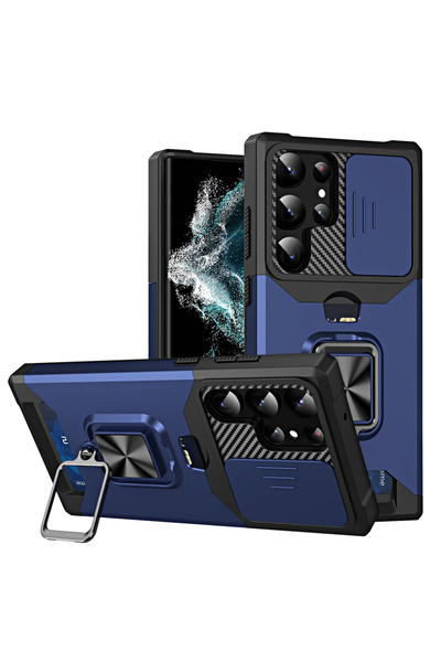 Choice جراب محفظة أزرق اللون مزود بفتحة للبطاقات وحامل حلقي لهاتف Galaxy S23 ...