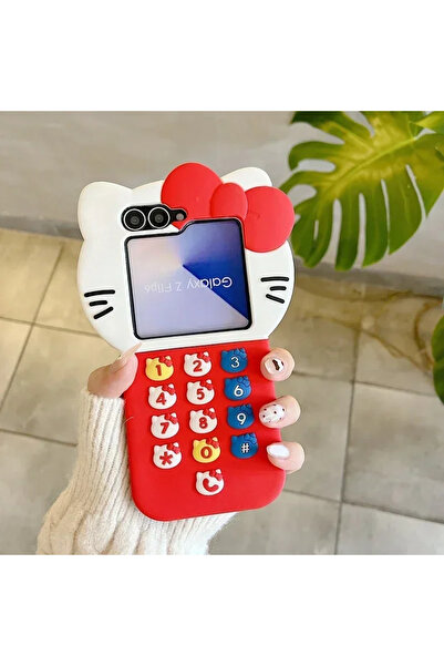 Miniso A For Samsung ZFilp 3 Phone Case For Galaxy Z Flip 6 5 3D Stereoscopic Cute Cartoon Sanrio Hello Ki