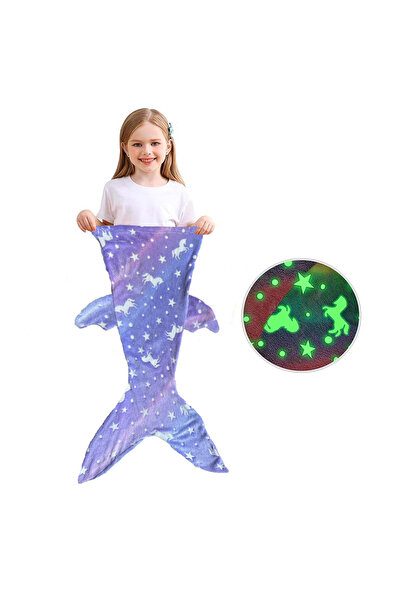 Choice بطانية ذيل حورية البحر للأطفال بأجنحة أرجوانية قابلة للارتداء تتوهج في...
