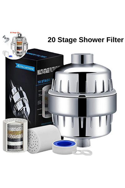 Choice فلتر مياه استحمام عالي الإنتاجية مكون من 20 مرحلة لإزالة الكلور والفلورايد والمعادن الثقيلة المفلترة...