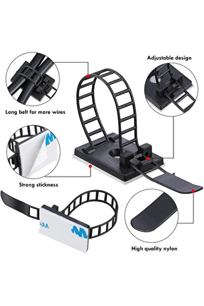 Choice 20PCS-White-Large Adjustable Cable Organizer Wire Winder Clip Earphone Holder Self Adhesive Mouse Ke