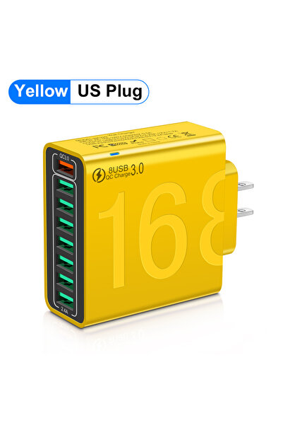 Choice US Yellow Total 150W 8 Ports USB Charger Fast Charging Phone Charger A...