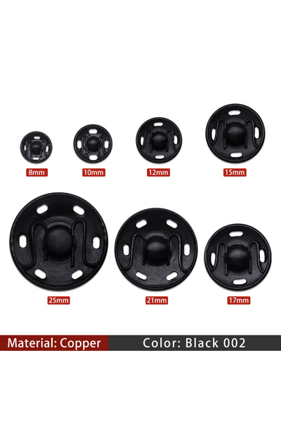 Choice 21 مم Black002 20 مجموعة من أزرار كبس معدنية غير مرئية دائرية من النحاس الأسود والفضي للقميص