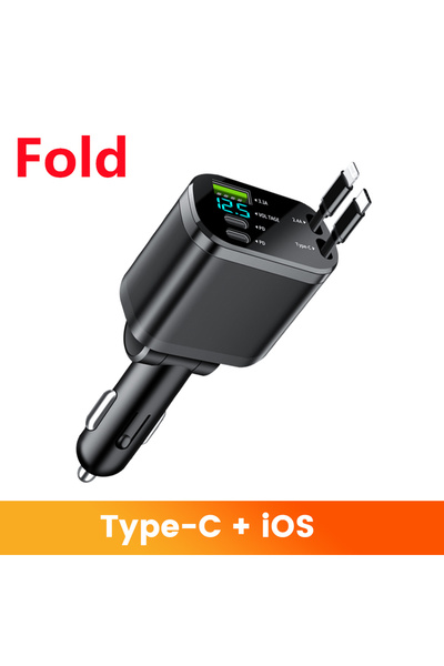 Choice Fold Lightning Elough 5 IN 1 Car Charger Retractable USB C to Lightnin...