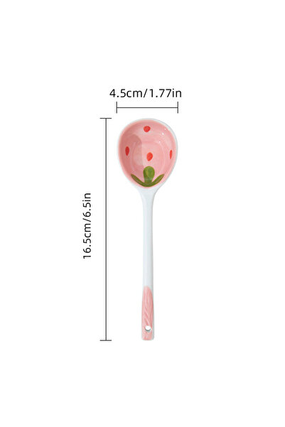 Choice Pink 1PCS Kawaii Strawberry Ceramic Soup Spoon Cute Korean Ice Cream Hand Painted Coffee Dessert Lon