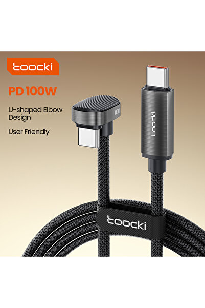 Toocki 1.2m Grey PD100W USB Type C to USB C Cable for iPhone 16 15 Pro S23 5A...