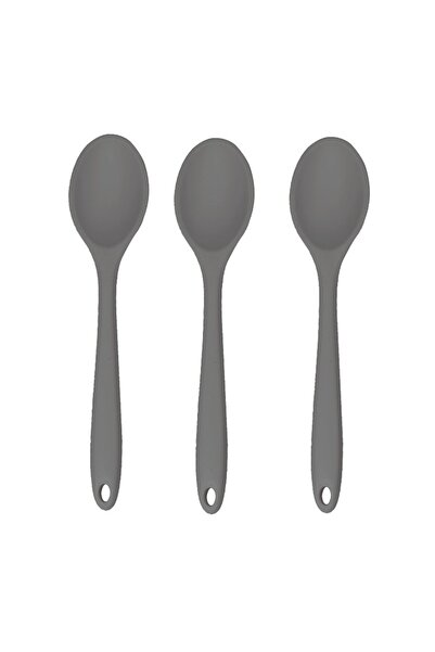 Choice Dark Grey 3pcs Silicone Spoon Mixing Soup Spoons Kitchen Mixing Ladle Cooking Utensils Kitchenware T