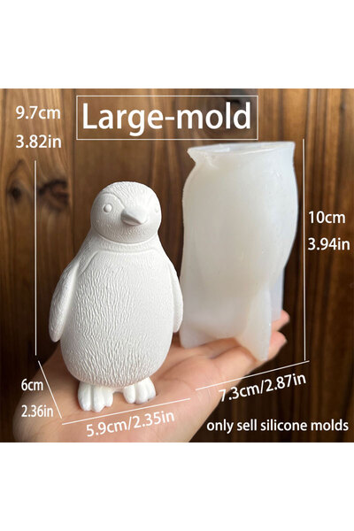 Choice1 قالب سيليكون كبير الحجم على شكل بطريق ثلاثي الأبعاد، شمعة عطرية، صابو...