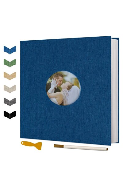 Choice ألبوم قصاصات ذاتي اللصق باللون الأزرق للصور مقاس 4×6 و5×7 و8×10، غلاف ...