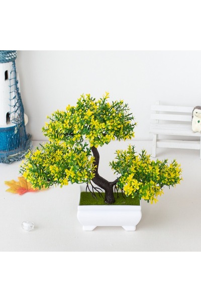 Choice yellow A set of artificial bonsai trees, plants, new homes, decorations for Christmas, Halloween, Ea