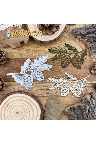 Choice original Winter Christmas Pine Branches and Pine Cones Leaves Metal Cu...
