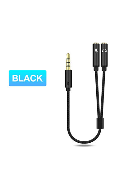 Choice موزع سماعة رأس أسود 3.5 مم، ميكروفون صوتي، موزع سماعة رأس ستيريو، كابل صوت 3.5 مم 4 أقطاب جاك Y لـ
