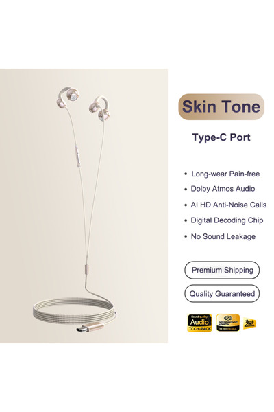 Choice سماعات رأس رياضية مزودة بمشبك من نوع C و3.5 مم للتحكم السلكي، صوت عالي الدقة، سماعات أذن للألعاب بدون استخدام اليدين