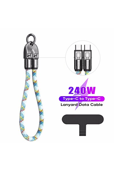 Choice كابل شحن سريع 2 في 1 من USB C إلى Type C بقوة 240 واط، بطول 0.3 متر، ب...