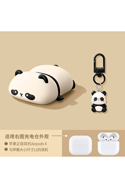 Choice حافظة سماعات رأس على شكل باندا لطيف مستلقٍ لأجهزة AirPods 4 (2024) Air...