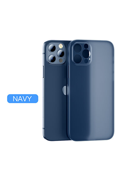 Choice جراب هاتف iPhone 12 أزرق داكن رفيع للغاية من البولي كربونات غير اللامع...