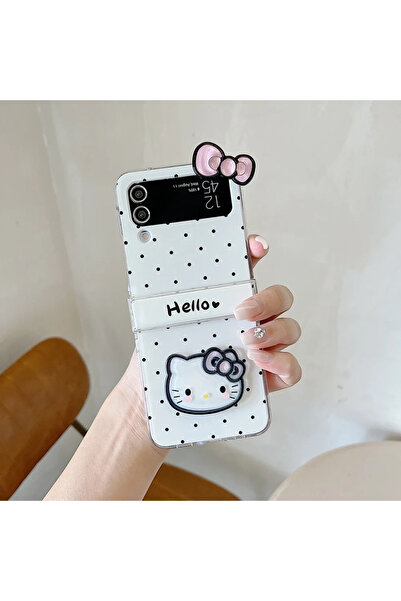 Miniso Only Case For Samsung ZFilp 6 Cute Cartoon Sanrio Hello Kitty Wave Point Bow Phone Case For Galaxy