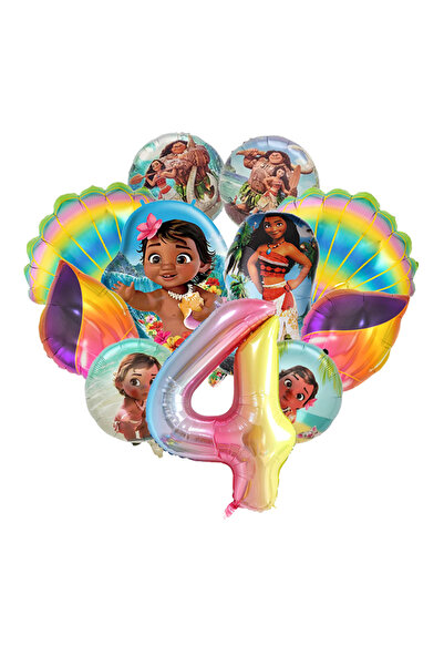 Disney Other Number 4 11pcs/set Ocean Adventure Moana Cartoon Balloons Set Baby Shower First Birthday Party