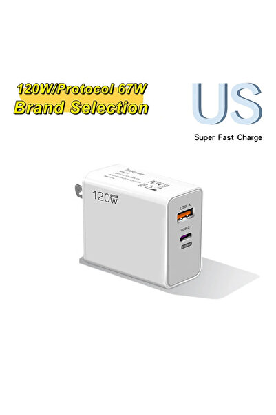 Choice شاحن الولايات المتحدة فقط شاحن USB سريع 120 وات مع كابل من النوع C شحن...