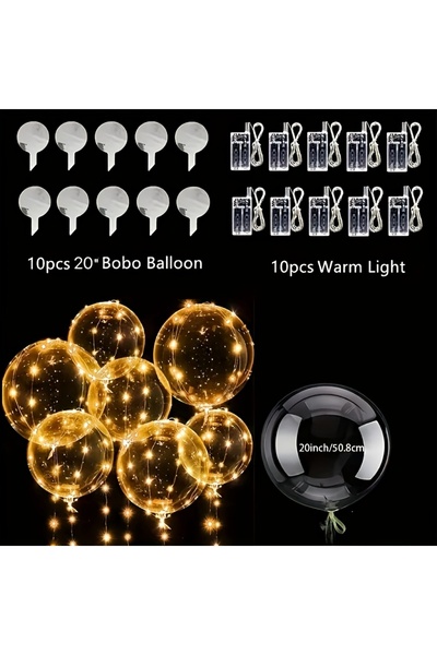 Choice 10 مجموعات من البالونات الملونة المتلألئة بإضاءة LED دافئة مقاس 12 بوص...